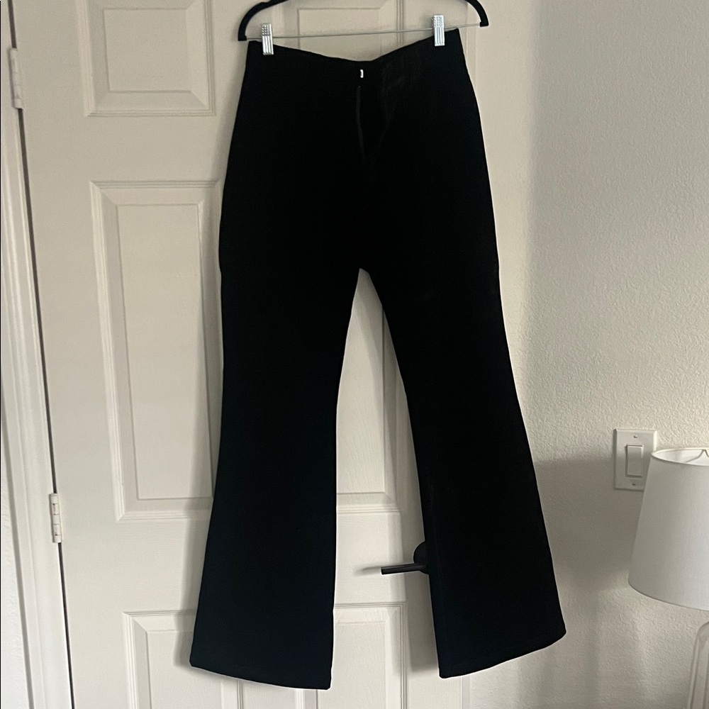 Black Velvet Flared Pants